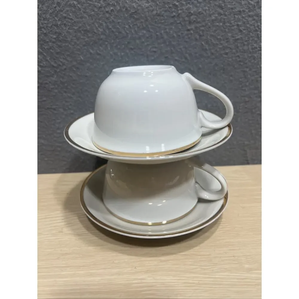 Set of 2 Vintage Regal Manor Robinson Design White Fine China Cup Saucer Japan